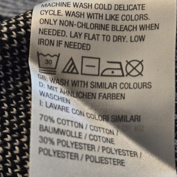 d& co Denim & Company Black and White Checkered Sweater Crew Neck Women's L - Picture 7 of 11